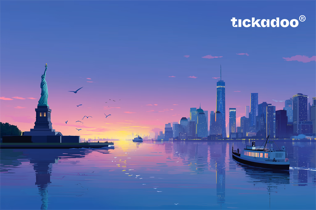New York skyline at sunset